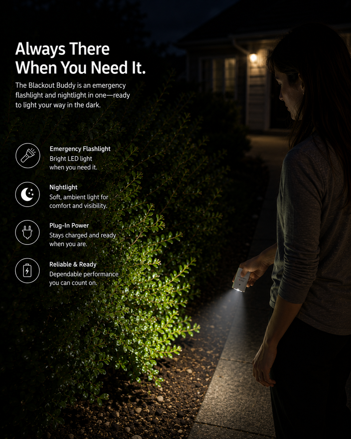 American Red Cross Blackout Buddy Swivel | Emergency LED Flashlight & Nightlight | Rechargeable & Plugin Ready