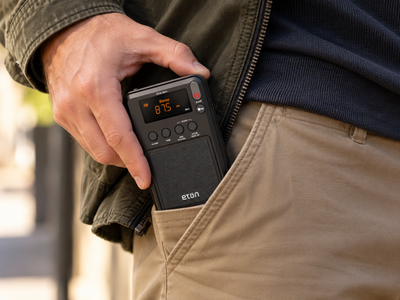 Elite Mini | Bluetooth AM/FM Radio & Clock | Battery Powered & Portable