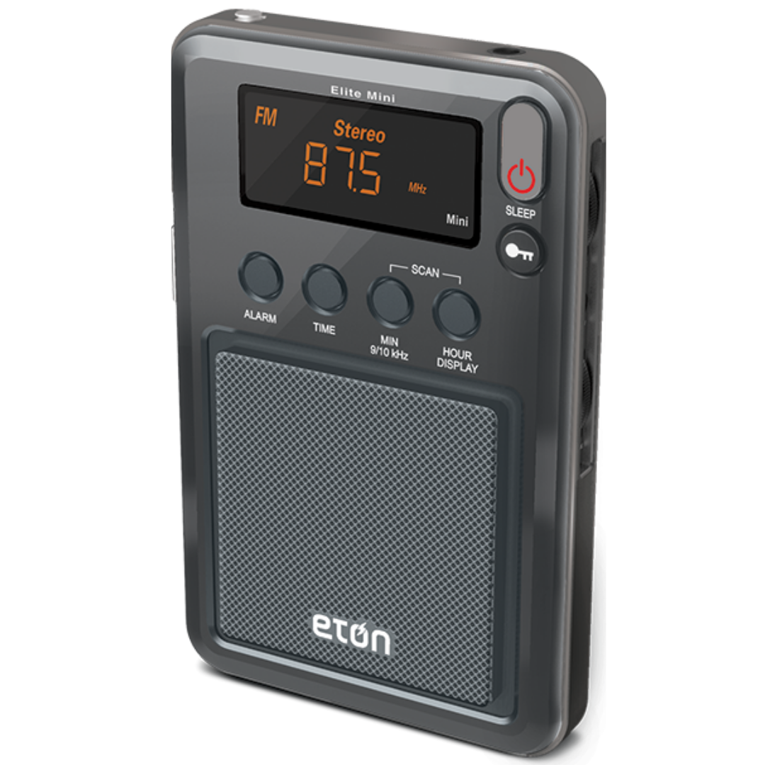 Elite Mini | Bluetooth AM/FM Radio & Clock | Battery Powered & Portable