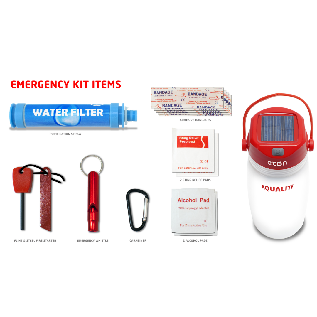 AquaLite | Solar Powered, Hanging White Lantern & Emergency Kit