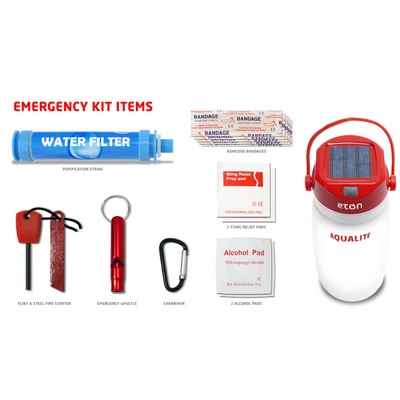 AquaLite | Solar Powered, Hanging White Lantern & Emergency Kit
