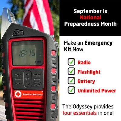 Officially Licensed American Red Cross Odyssey | Bluetooth Weather Radio | Solar Powered & Portable