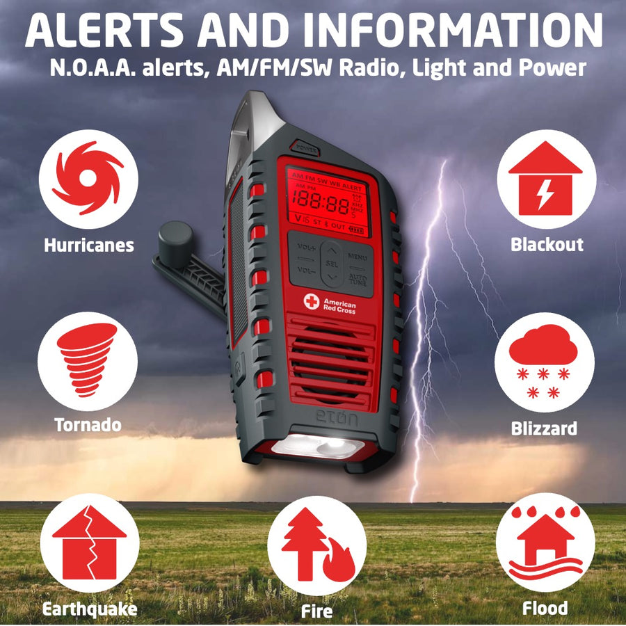 Officially Licensed American Red Cross Odyssey | Bluetooth Weather Radio | Solar Powered & Portable