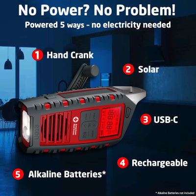 American Red Cross Odyssey | Bluetooth Weather Radio | Solar Powered & Portable