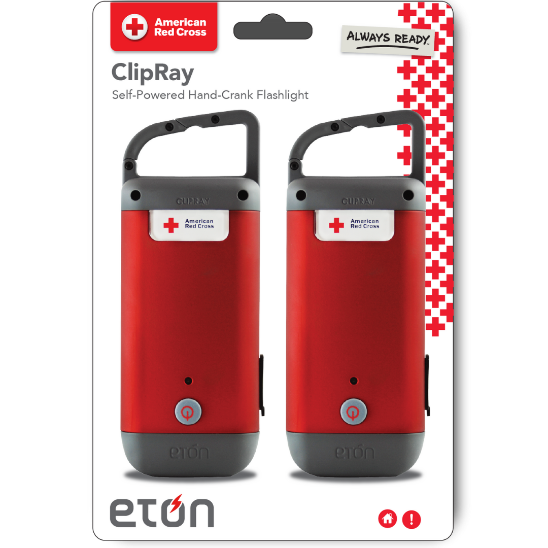 Eton American Red Cross ClipRay Flashlight with Cell Phone Charger